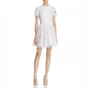 Alice + Olivia White Karen Lace Mini Fit & Flare Dress 8